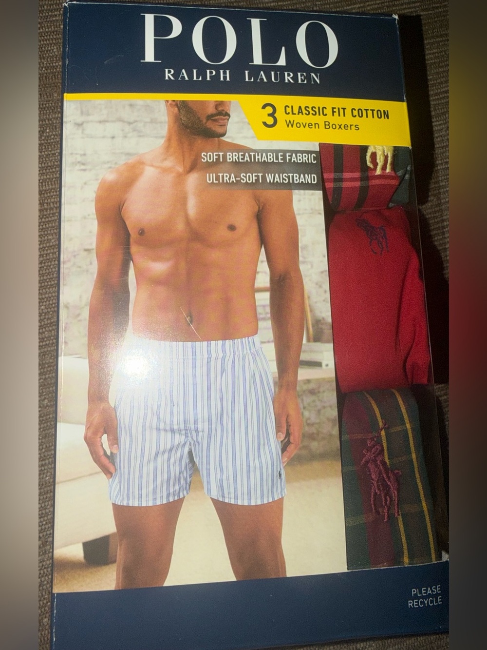 Polo by Ralph Lauren Men's 3-Pack Woven Boxers - red plaids size M-NWT